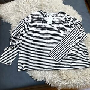 Vince: NWT Silk & Viscose, Navy and White Striped, Long-sleeve top.
